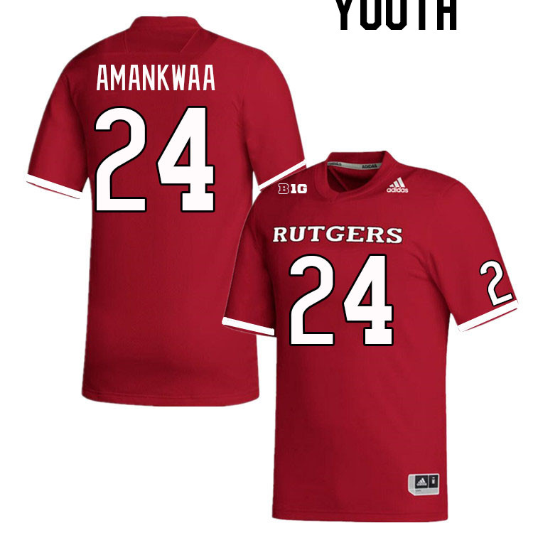 Youth #24 Thomas Amankwaa Rutgers Scarlet Knights College Football Jerseys Stitched Sale-Scarlet - Click Image to Close